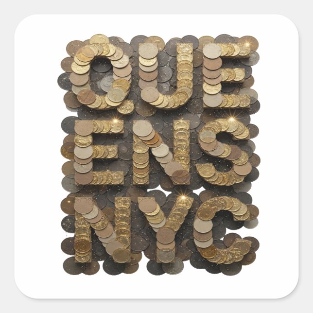 Cheerful Gold QUEENS NYC Decal Art Square Sticker (Front)