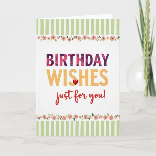 Cheerful Golden Birthday Card (Front)