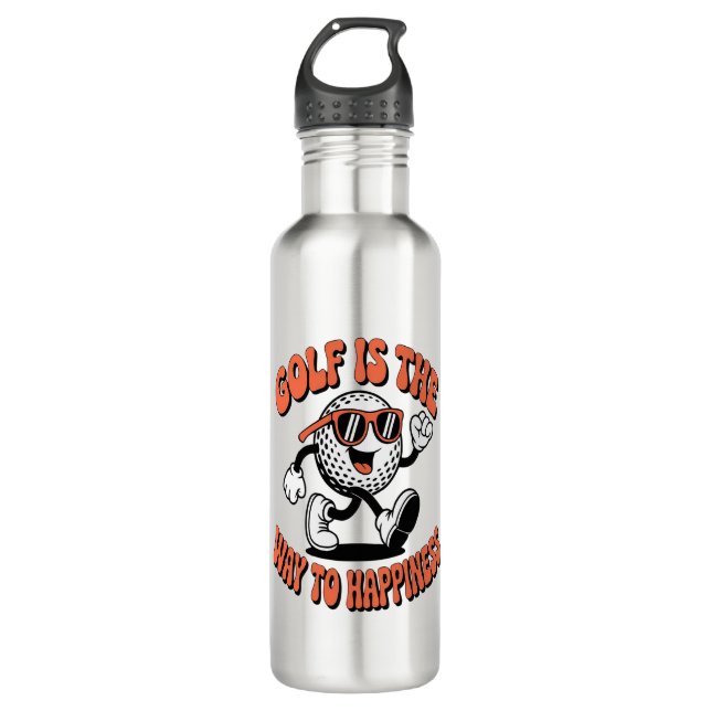 Cheerful Golf Ball Mascot 710 Ml Water Bottle (Front)