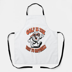 Cheerful Golf Ball Mascot Apron