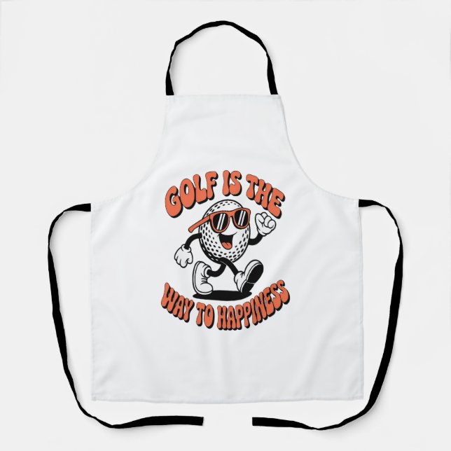 Cheerful Golf Ball Mascot Apron (Front)
