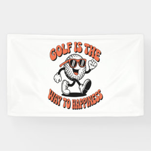 Cheerful Golf Ball Mascot Banner