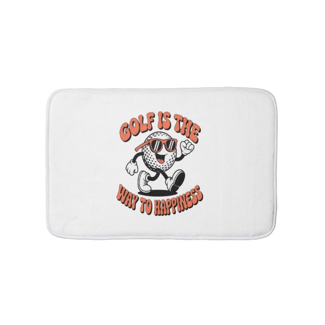 Cheerful Golf Ball Mascot Bath Mat (Front)