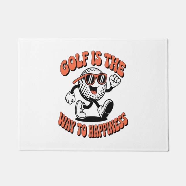 Cheerful Golf Ball Mascot Doormat (Front)