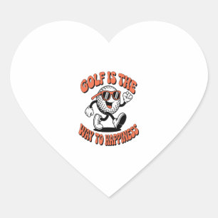 Cheerful Golf Ball Mascot Heart Sticker