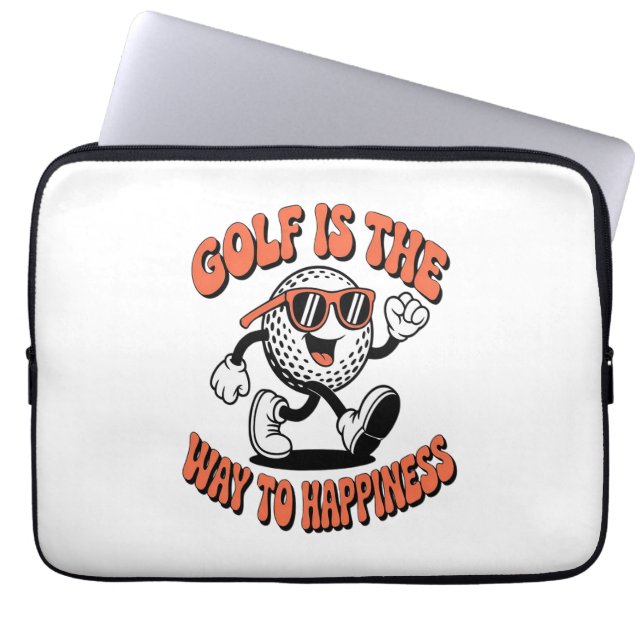 Cheerful Golf Ball Mascot Laptop Sleeve (Front)