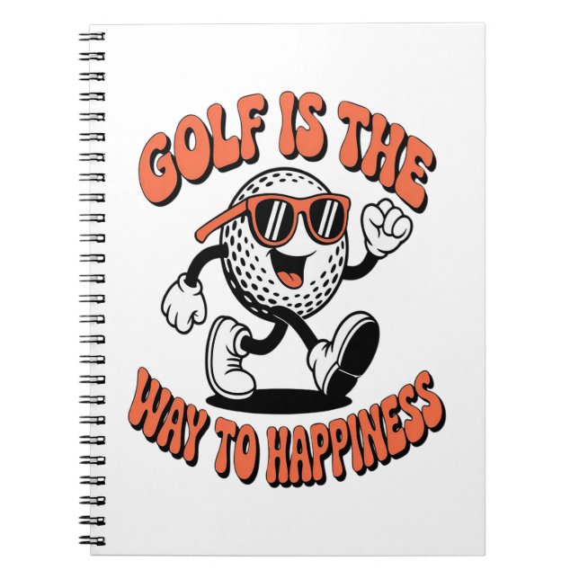 Cheerful Golf Ball Mascot Notebook (Front)