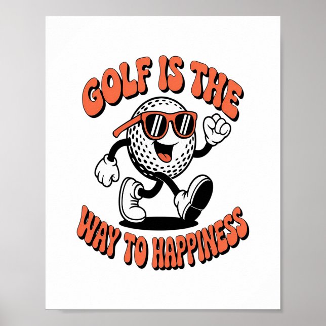 Cheerful Golf Ball Mascot Poster (Front)