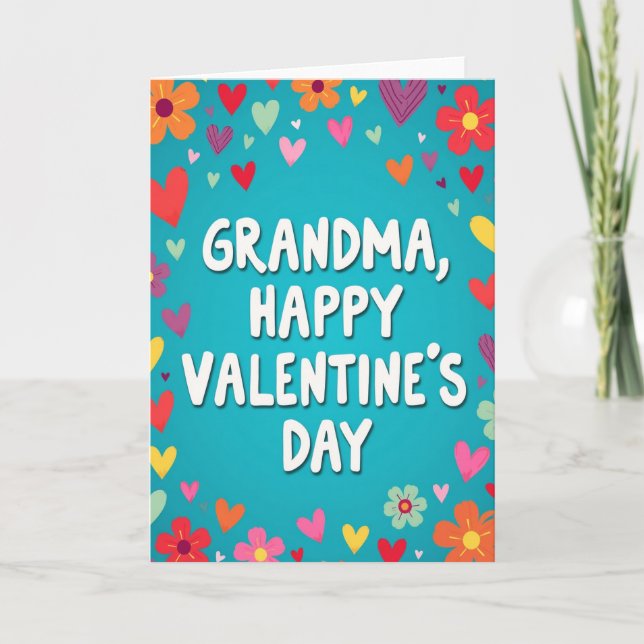 Cheerful Grandma Valentine Card (Front)