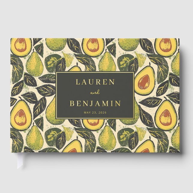 Cheerful Green Avocado Botanical Guest Book (Front)