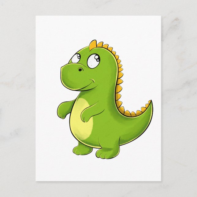 Cheerful Green Dino Postcard (Front)