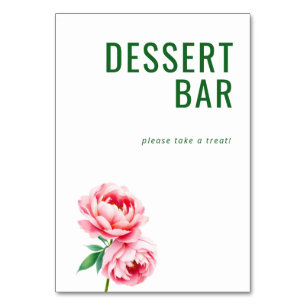Cheerful Green Floral Dessert Sign Table Number