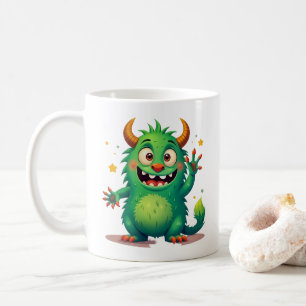 Cheerful Green Monster: A Friendly Companion Coffee Mug