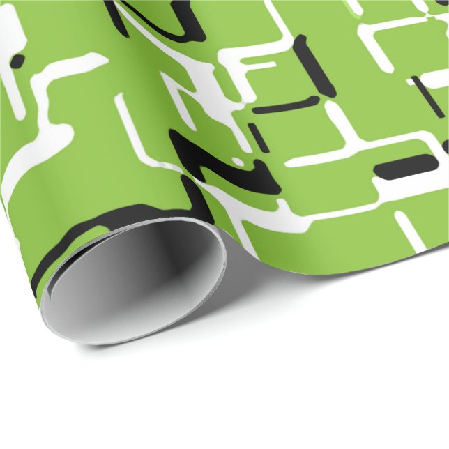 Cheerful Green/White/Black Trendy Wrapping Paper (Roll Corner)