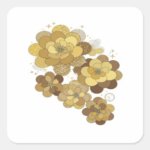 Cheerful Grey GOLDEN FLORAL FANTASY Gift Sticker