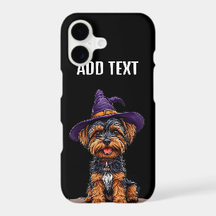 Cheerful Halloween Dog Wearing a Witch Hat