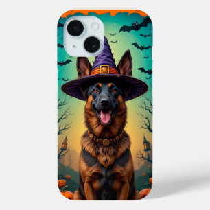 ✨ Cheerful Halloween Shepherd Glow 🐾 Spooky Cute iPhone 15 Case