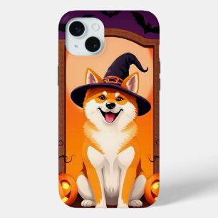 Cheerful halloween Shiba Inu dog iPhone 15 Mini Case
