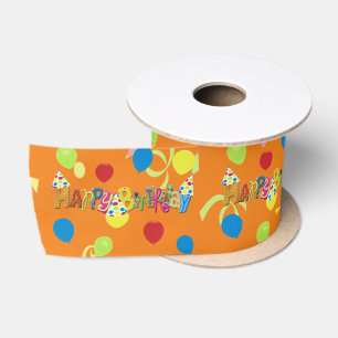 Cheerful Happy Birthday Satin Ribbon