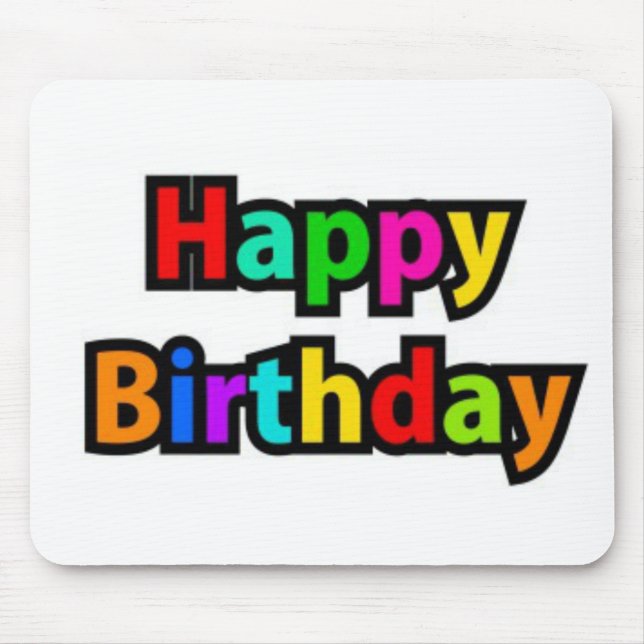 Cheerful Happy Birthday Text Mouse Mat (Front)