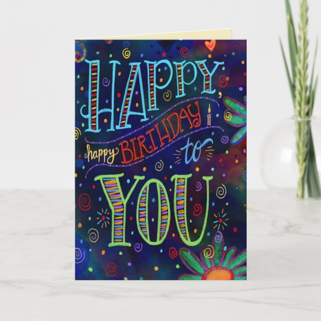 Cheerful Happy Birthday to You Fun Colourful  Card (Front)