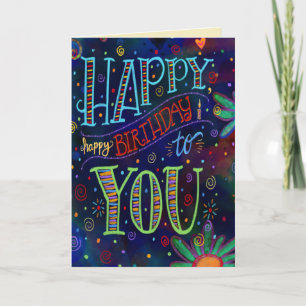 Cheerful Happy Birthday to You Fun Colourful  Card
