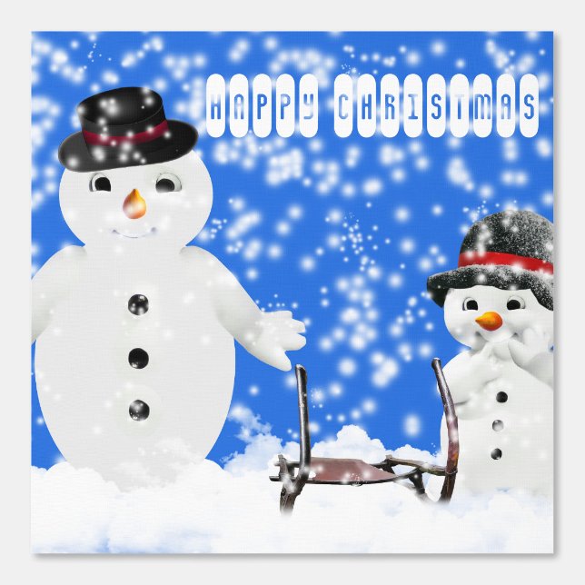 Cheerful Happy Christmas text Winter Snow Printed  Wallpaper (Front)