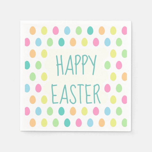Cheerful Happy Easter Colourful Napkin (Front)