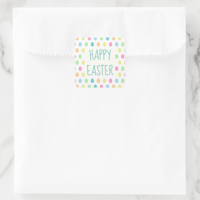 Cheerful Happy Easter Colourful Pastel Square Sticker (Bag)
