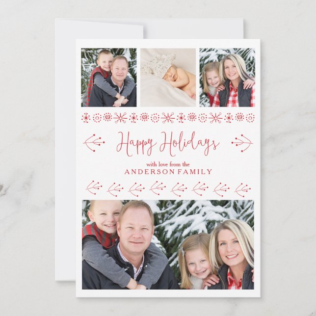 Cheerful Happy Holidays Family Photos Christmas Holiday Card (Front)