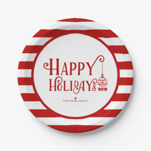 Cheerful Happy Holidays Paper Plate