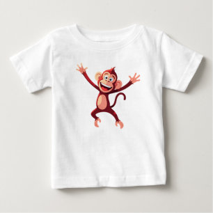 Cheerful Happy Jumping Cartoon Monkey Baby T-Shirt