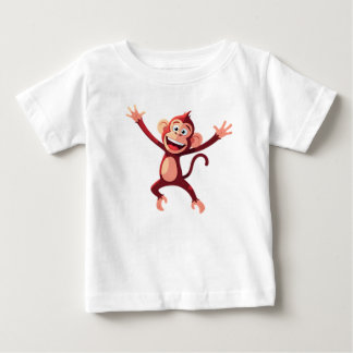 Cheerful Happy Jumping Cartoon Monkey Baby T-Shirt
