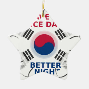 Cheerful "Have a Nice Day" Korean Flag Art design Ceramic Tree Decoration
