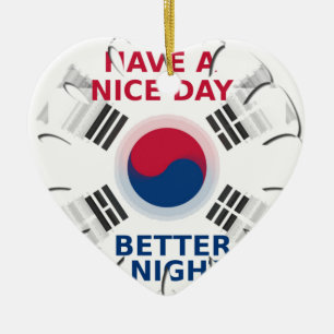 Cheerful "Have a Nice Day" Korean Flag Art design Ceramic Tree Decoration