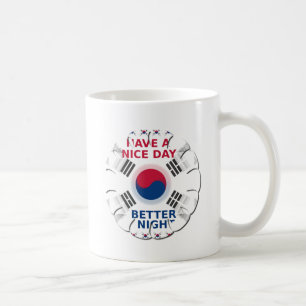 Cheerful "Have a Nice Day" Korean Flag Art design Coffee Mug