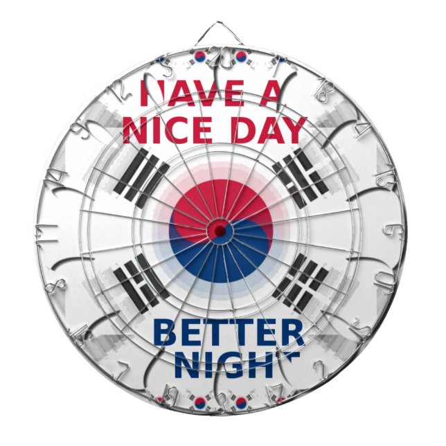 Cheerful "Have a Nice Day" Korean Flag Art Design Dartboard (Front)