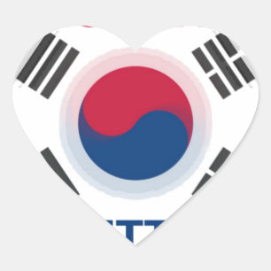 Cheerful "Have a Nice Day" Korean Flag Art design Heart Sticker