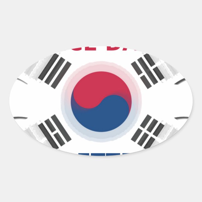 Cheerful "Have a Nice Day" Korean Flag Art design Oval Sticker (Front)
