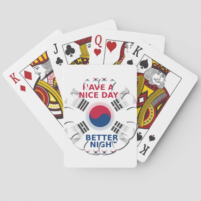 Cheerful "Have a Nice Day" Korean Flag Art design Playing Cards (Back)
