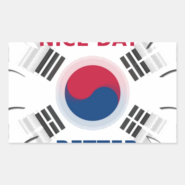 Cheerful "Have a Nice Day" Korean Flag Art design Rectangular Sticker (Front)