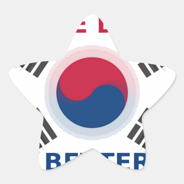 Cheerful "Have a Nice Day" Korean Flag Art design Star Sticker (Front)