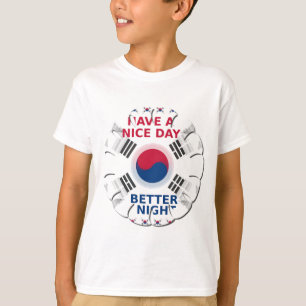 Cheerful "Have a Nice Day" Korean Flag Art design T-Shirt