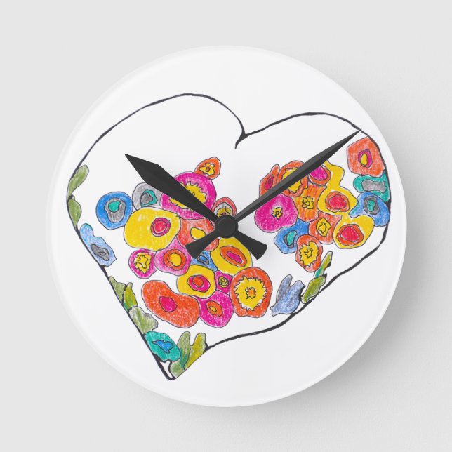 Cheerful Heart by Lydia's Art Sangria Round Clock (Front)
