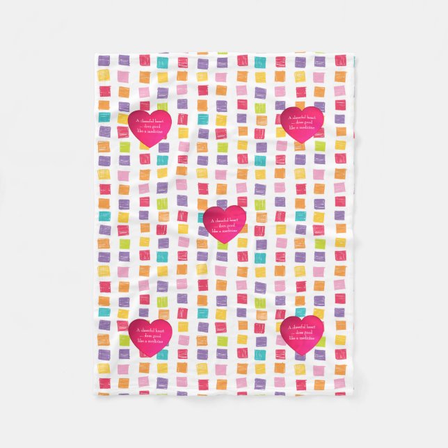 Cheerful Heart Colourful Pattern Fleece Blanket (Front)