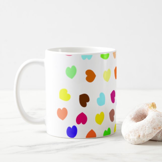 Cheerful Heart Pattern Mug (With Donut)