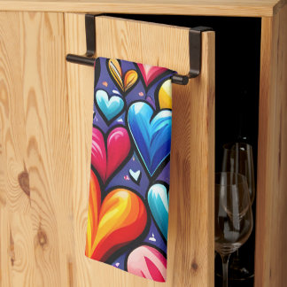 Cheerful Heart Pattern Tea Towel