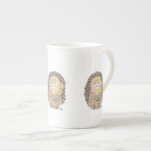 Cheerful hedgehog bone China mug