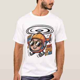 Cheerful Helicopter Pilot Cartoon – Living Life On T-Shirt
