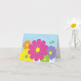 Cheerful Hello Flowers Note Card